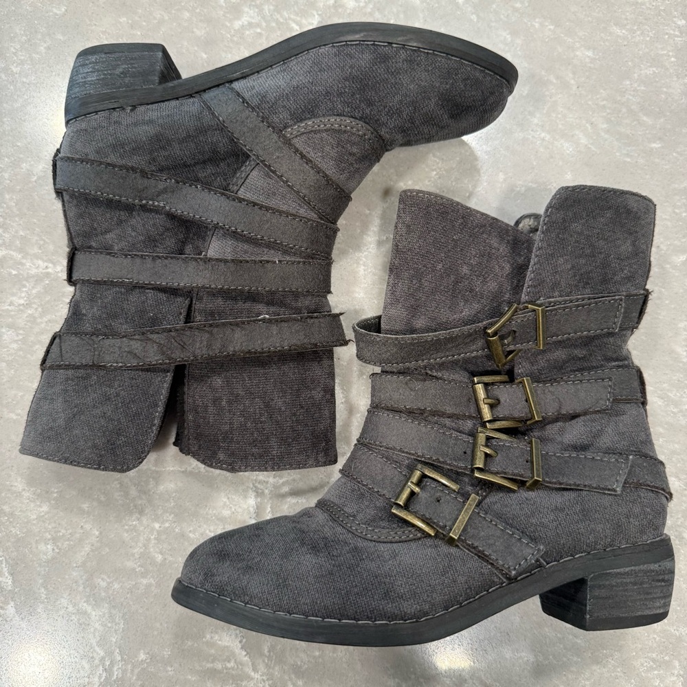 Joyfolie Londyn Boots Size 11 Gray Buckle Ankle Boots Boho